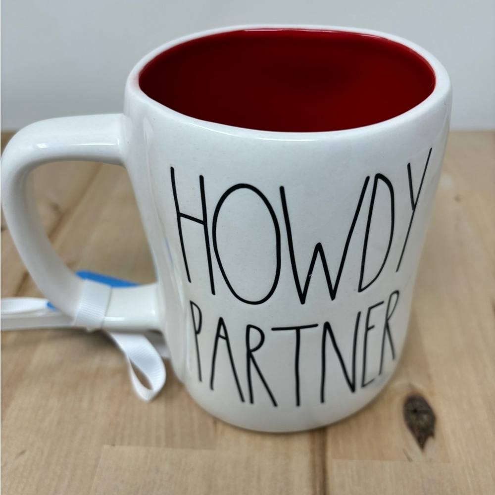COPY - Rae Dunn HOWDY PARTNER Disney Mug Double Sided with Red Interior Woody N…